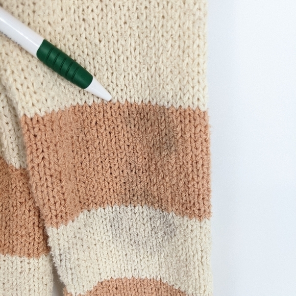 J Crew Mixed Stripe Pullover Knit Sweater Cotton Linen Nylon Blend Peach/Ivory S - Picture 9 of 11